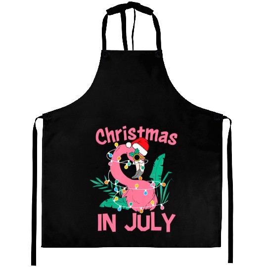 Funny Summer Beach Vacation Christmas In July Aprons