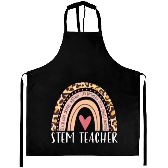 Leopard Rainbow Stem Teacher Back to School Women Aprons
