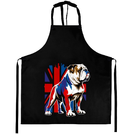British Bulldog With Union Jack Flag King Charles Aprons