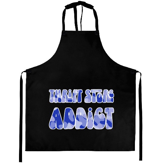 Thrift Store Addict blue camo Aprons