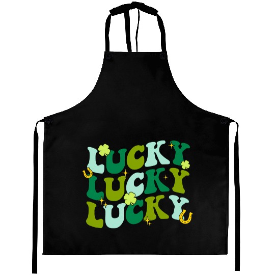 Groovy Lucky St Patric Day Shamrock Irish Aprons