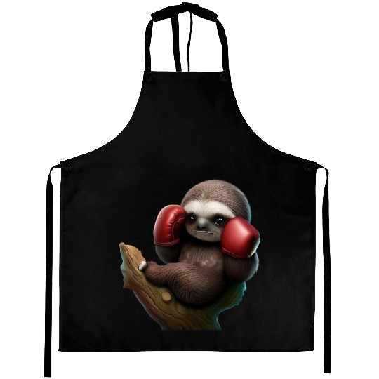 Boxing sloth on tree Aprons