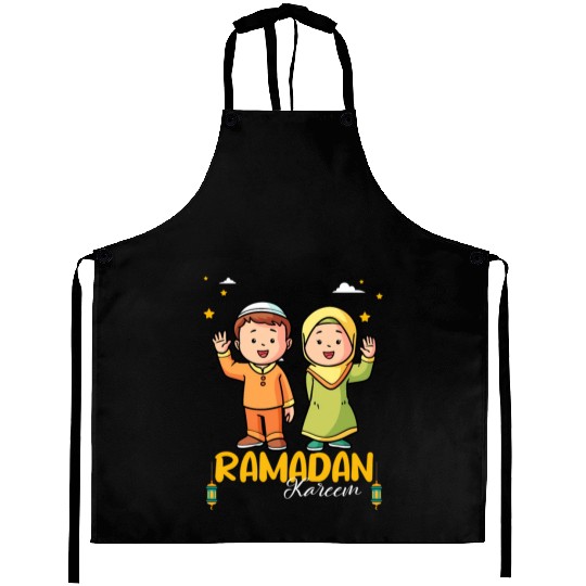 Happy Ramadan Mubarak Holy Month With Hijab Muslim Aprons