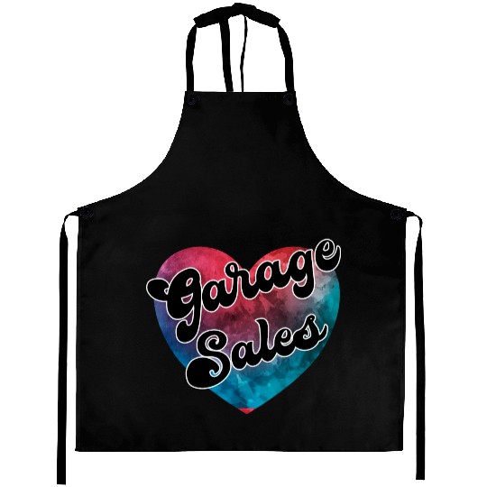Garage Sales watercolor heart Aprons