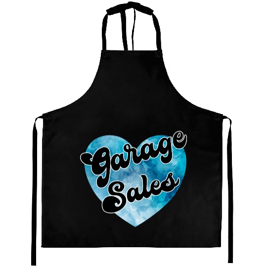 Garage Sales blue watercolor heart Aprons