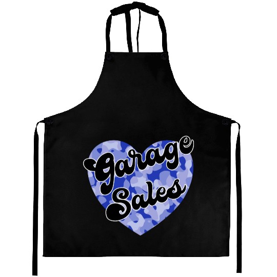 Garage Sales blue camo heart Aprons