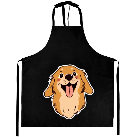 Happy Golden Retriever Dog Lover Puppy Retro Aprons