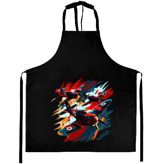 Spitfire Airplane Vintage Pilot Aviator Military Aprons