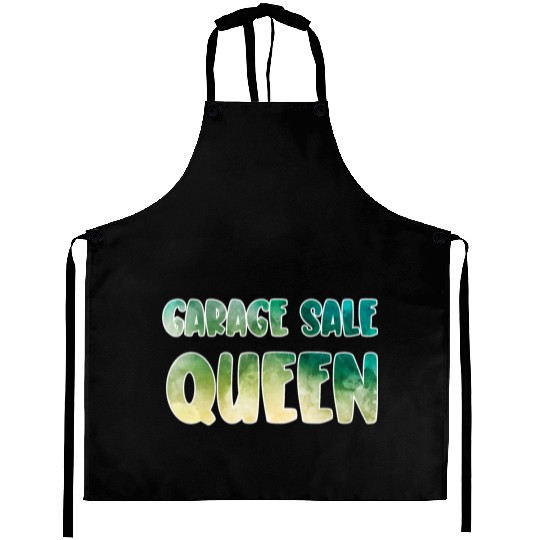 Garage Sale Queen green yellow watercolor Aprons