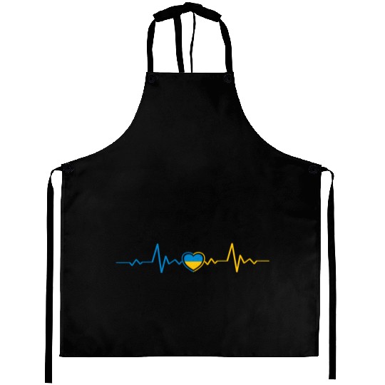 Ukrainian Flag Ukraine Heartbeat Ukrainian Herzsch Aprons