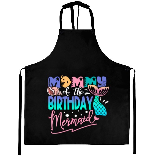 Mommy of the Birthday Mermaid Fantasy Fish Tail Aprons