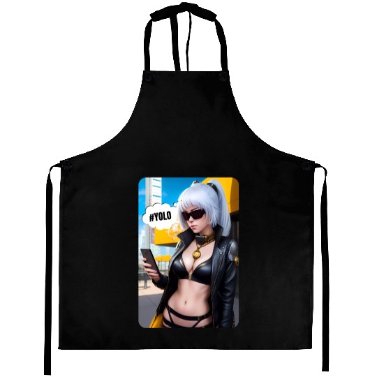 Cyberpunk Waifu Influencer Design 2 Aprons