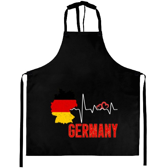 Germany Flag Map Heartbeat For German Pride Aprons