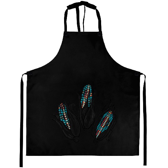 Native American Turquoise Corn Tribal Pattern Aprons