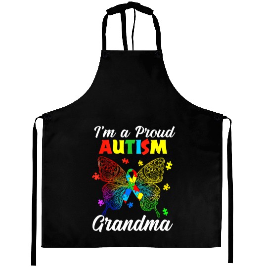 Butterfly I'M A Proud Autism Grandma Autism Awaren Aprons