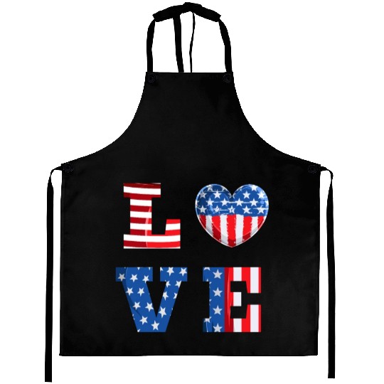 LOVE America Independence Day USA Patriots Aprons