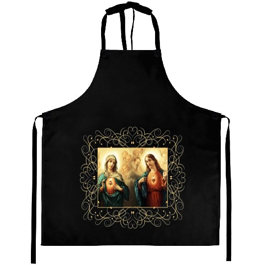 Sacred Heart and Immaculate Heart Picture Jesus an Aprons