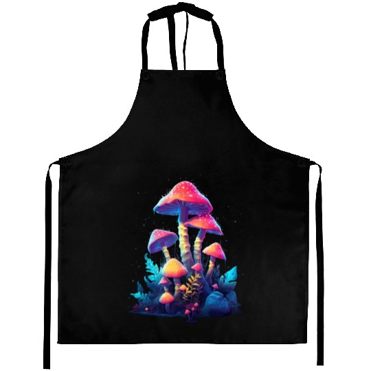 Trippy Neon Mushrooms #14 Aprons