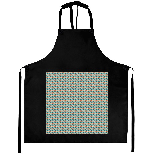Retro Orange Teal Pattern Aprons