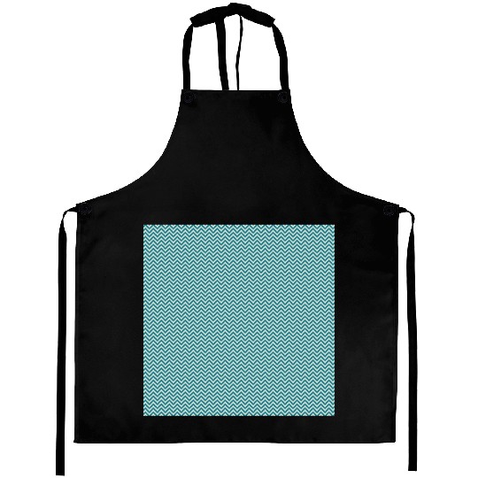 Retro Teal Chevron Pattern Aprons