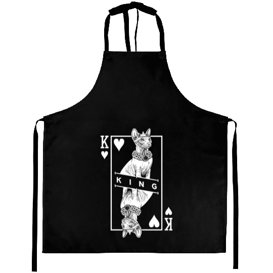 Sphynx Cat Lover King Of Hearts Funny Pop Art Aprons