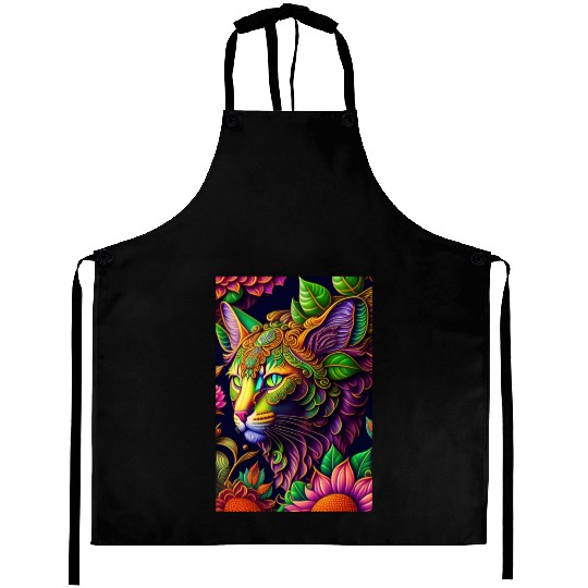 AI cat design Aprons