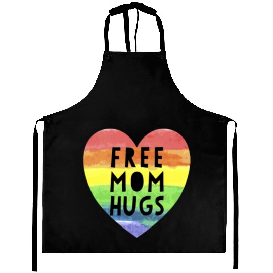 Free Mom Hugs LGBTQ Plus Rainbow Heart Free Hugs Aprons