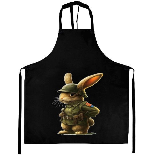 Courageous Bunny Soldier Aprons