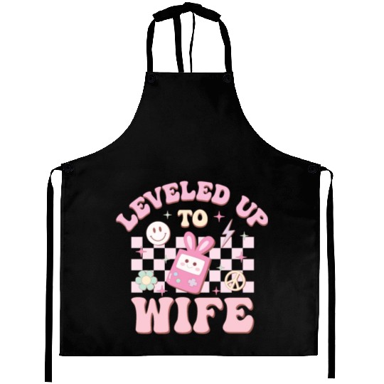 Leveled Up To Wife, Happy Game Day Aprons