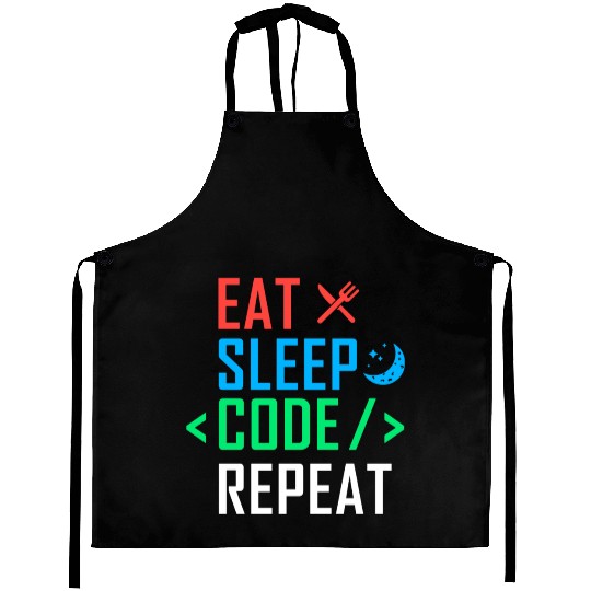 Eat Sleep Code Repeat Funny Programming Computer Aprons