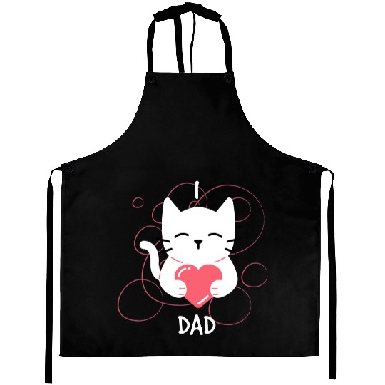 I Love Dad Kitten Aprons