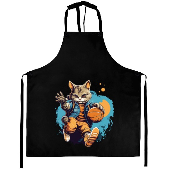 Basketball Cat Basketball Player I Love Basketball Aprons