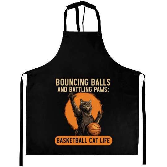 Basketball Cat Basketball Player I Love Basketball Aprons