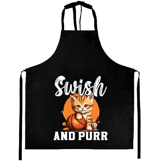 Basketball Cat Basketball Player I Love Basketball Aprons