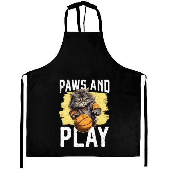 Basketball Cat Basketball Player I Love Basketball Aprons