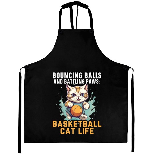 Basketball Cat Basketball Player I Love Basketball Aprons