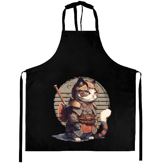 Samurai Cat Warrior Japanese Ninja Cat Kawaii Aprons