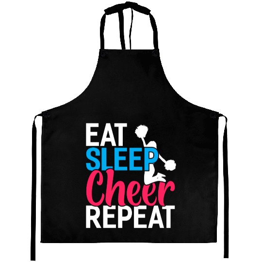 Eat Sleep Cheer Repeat Funny Cheerleader Cheering Aprons