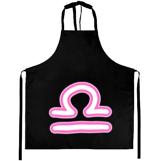 Libra Zodiac Sign Neon Pink Aprons