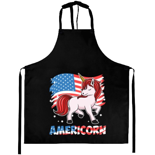 Americorn Unicorn America Party Independence Day Aprons