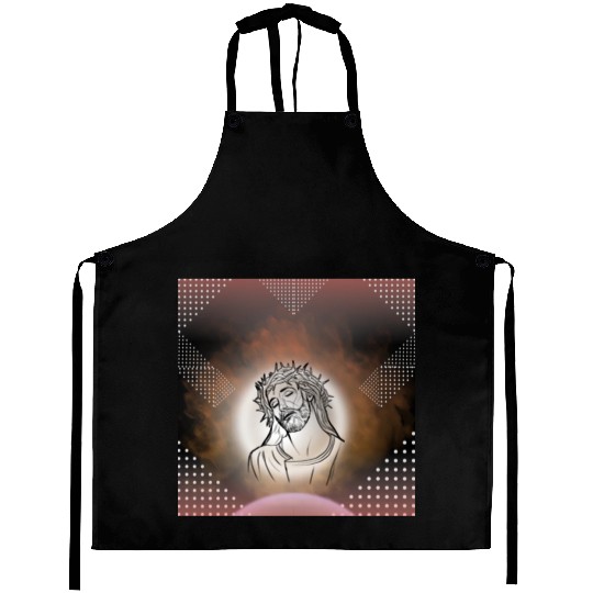 Sacred Jesus with Crown of Thorns Illustration Aprons