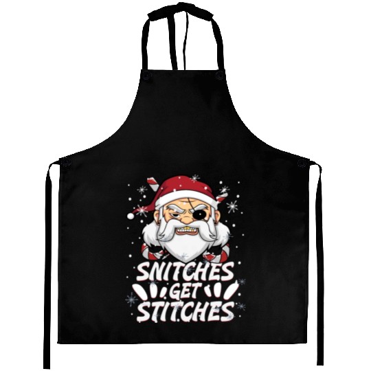 Snitches Get Stitches Santa Hat Funny Santa Pirate Aprons