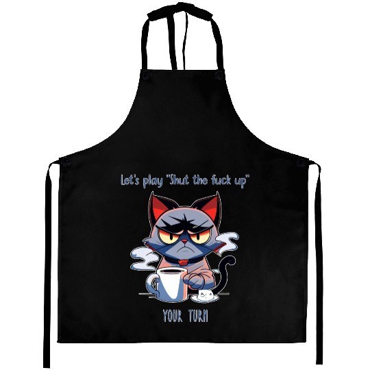 Grumpy cat shut up Aprons