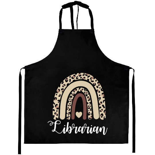 Librarian Rainbow Boho Leopard Library Book Lover Aprons