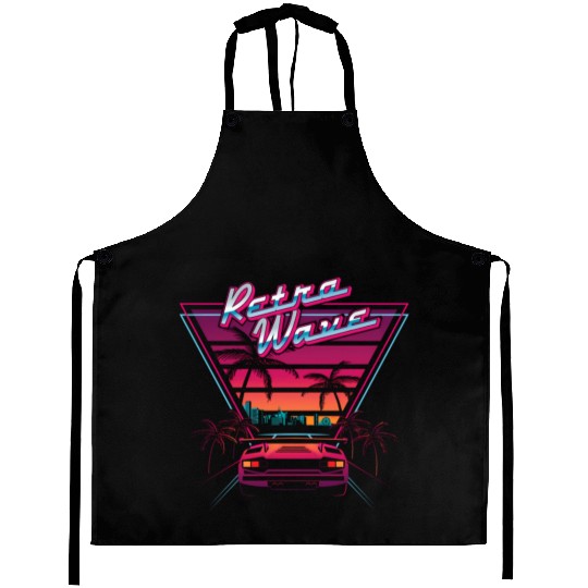 80S Retrowave Synthwave Love Wave Miami Beach Aprons