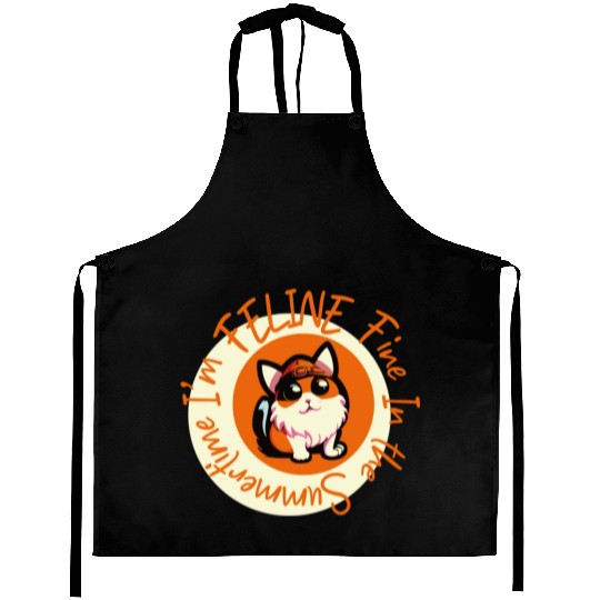 I'm FELINE Fine | Cat Lover Summer Animal Party Aprons