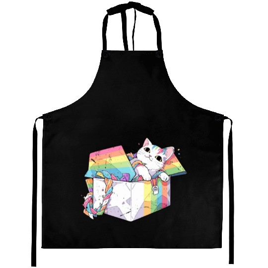 Rainbow Cat Lover Cute Kitty Animal LGBT Community Aprons