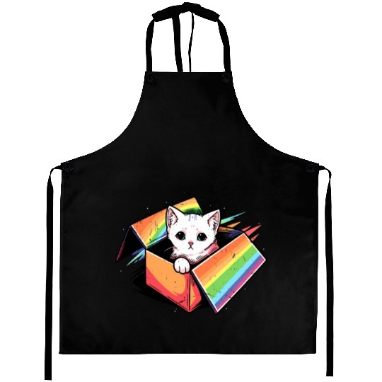 Cute Cat Pet Lover Rainbow LGBT Community Pride Aprons