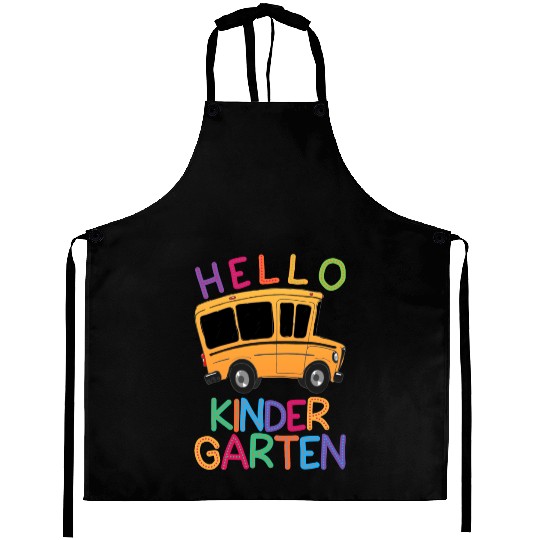 hello kindergarten Aprons print template school bus