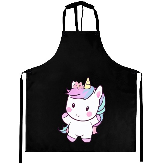 Cute Dancing Unicorn, Joyful Fantasy Design Aprons